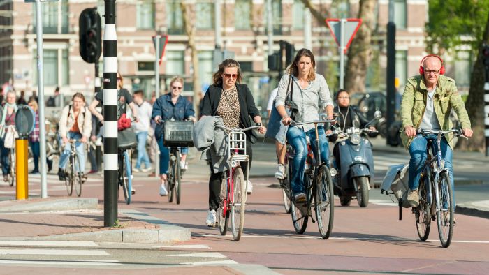 Op de fiets naar het werk