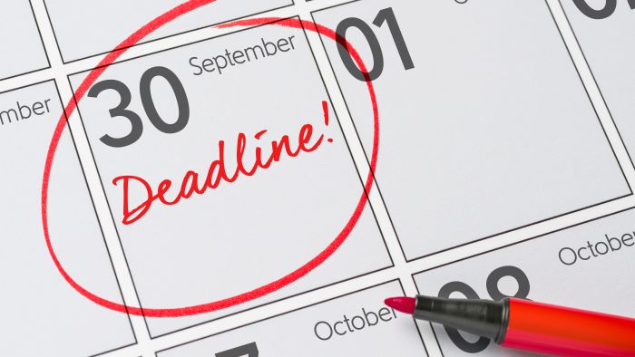 deadline 30 september